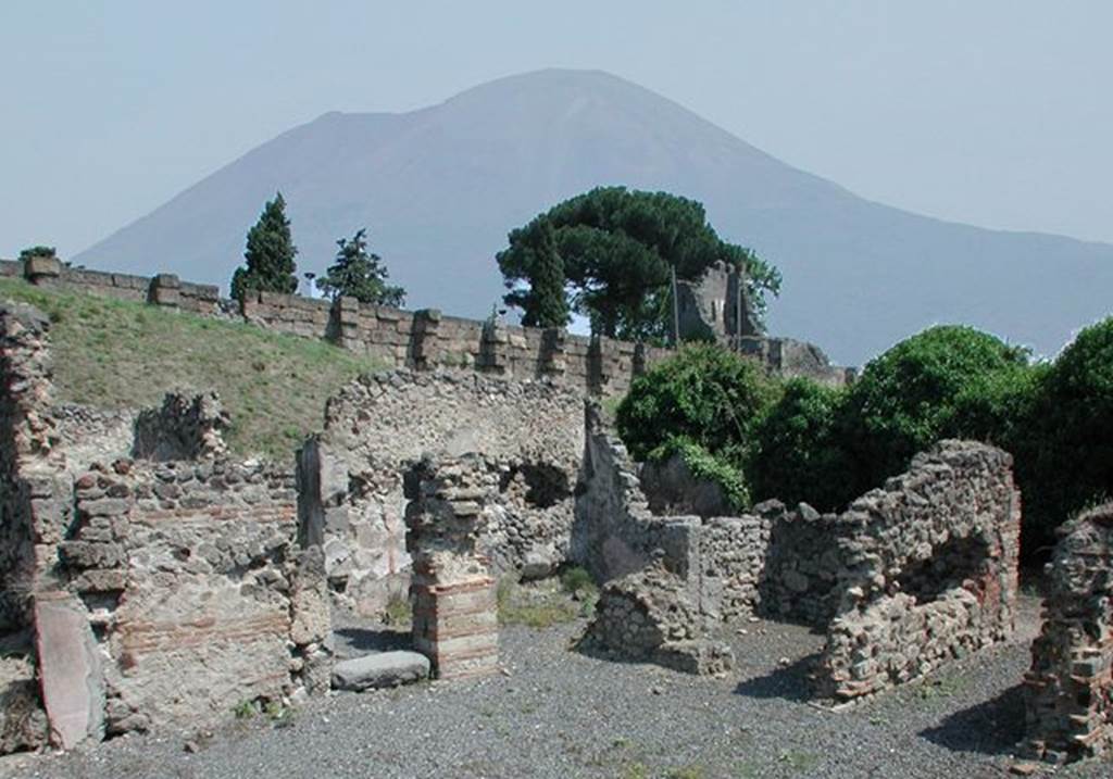 VI.9.14 with Tower X and Vesuvius in the background, 2nd June 2002.  Photograph courtesy of muse Cond, Chteau de Chantilly  Andr Pelle