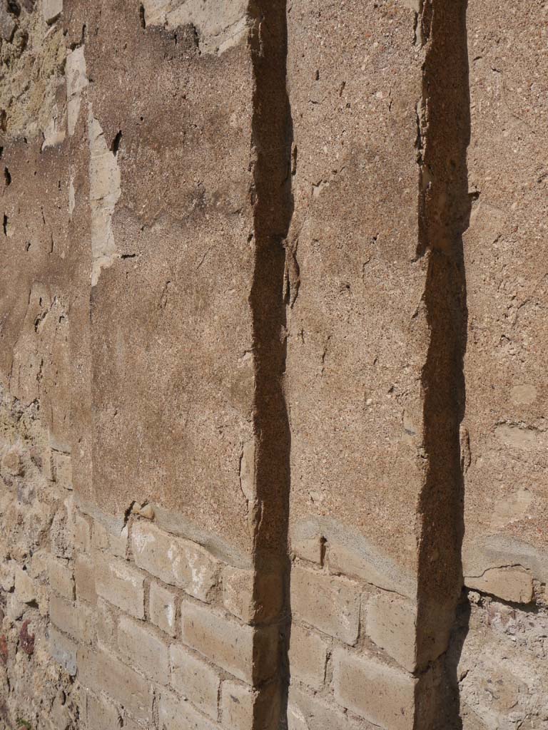 VII.9.2 Pompeii. March 2019. Detail of pillar along north wall towards west end.
Foto Anne Kleineberg, ERC Grant 681269 DÉCOR.
