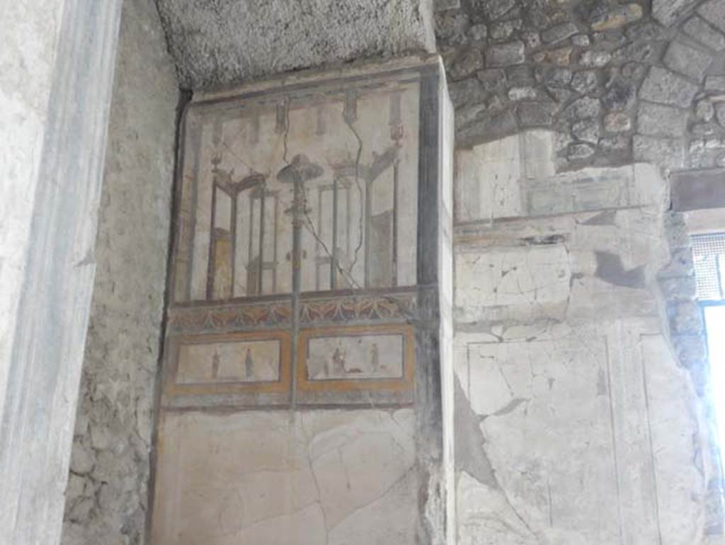 VIII.1.a, Pompeii. May 2018. Cubiculum B, south wall of bed recess. Photo courtesy of Buzz Ferebee.
