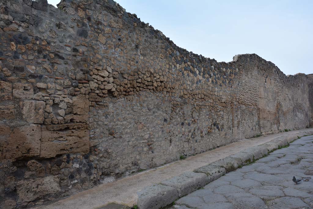 Vicolo del Menandro, Pompeii. March 2018. Looking east to detail of south wall.
Foto Tobias Busen, ERC Grant 681269 DCOR.
