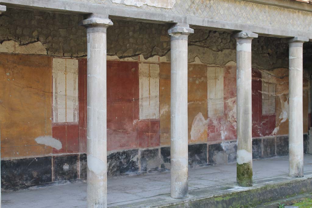 Oplontis Villa of Poppea, March 2014. Room 33, looking south-west along the west portico of the north garden. 
Foto Annette Haug, ERC Grant 681269 DÉCOR.
