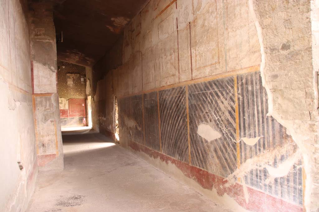 Oplontis Villa of Poppea, October 2020. Corridor 76, west wall, looking south from corridor 46. Photo courtesy of Klaus Heese.