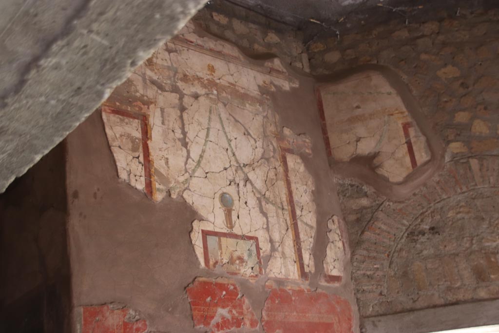 Oplontis Villa of Poppea, October 2022. Room 79, detail from upper north wall. Photo courtesy of Klaus Heese.