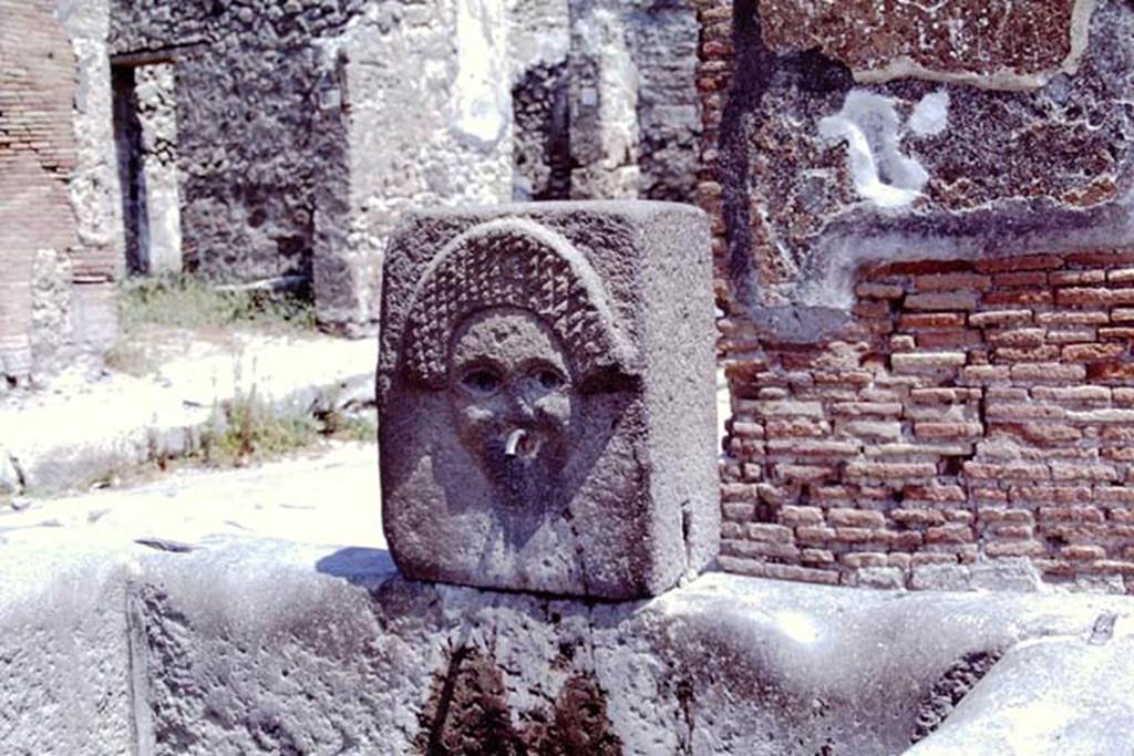 Fountain outside I.4.15 on Via Stabiana, Pompeii. 1968. Looking north-east behind fountain towards Via dellAbbondanza. Photo by Stanley A. Jashemski.
Source: The Wilhelmina and Stanley A. Jashemski archive in the University of Maryland Library, Special Collections (See collection page) and made available under the Creative Commons Attribution-Non Commercial License v.4. See Licence and use details.
J68f1201
