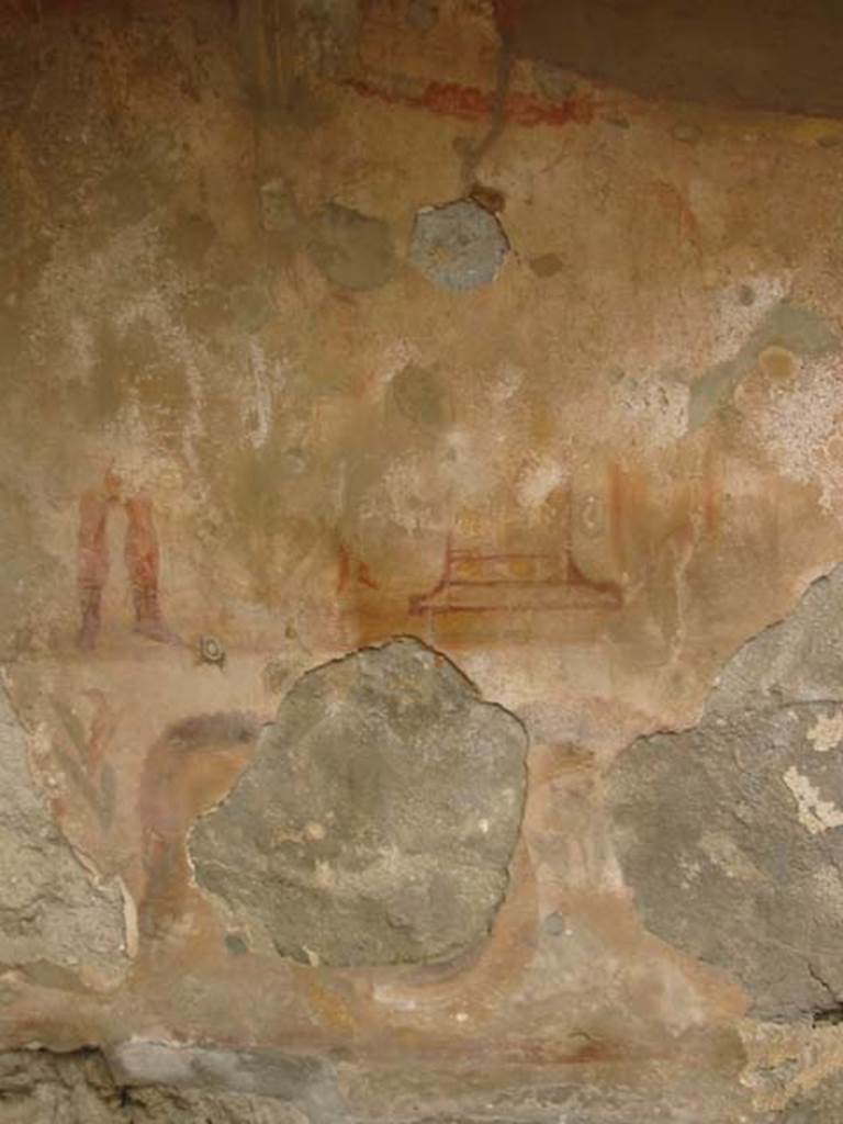 V.2.c Pompeii. May 2003. Room “b”. Detail from Lararium on west wall of room behind the bar.
Photo courtesy of Nicolas Monteix.
