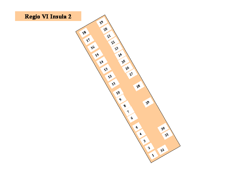 Pompeii Regio VI(6) Insula 2. Plan of entrances 1 to 32