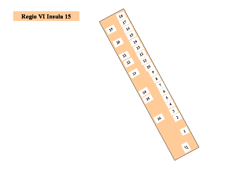 Pompeii Regio VI(6) Insula 15. Plan of entrances 1 to 27