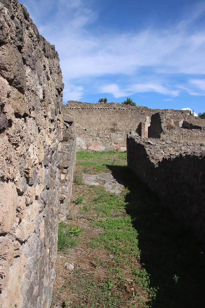 1.2.6 Pompeii. October 2024. 
Looking east along entrance corridor/fauces, with remains of flooring. Photo courtesy of Klaus Heese.
