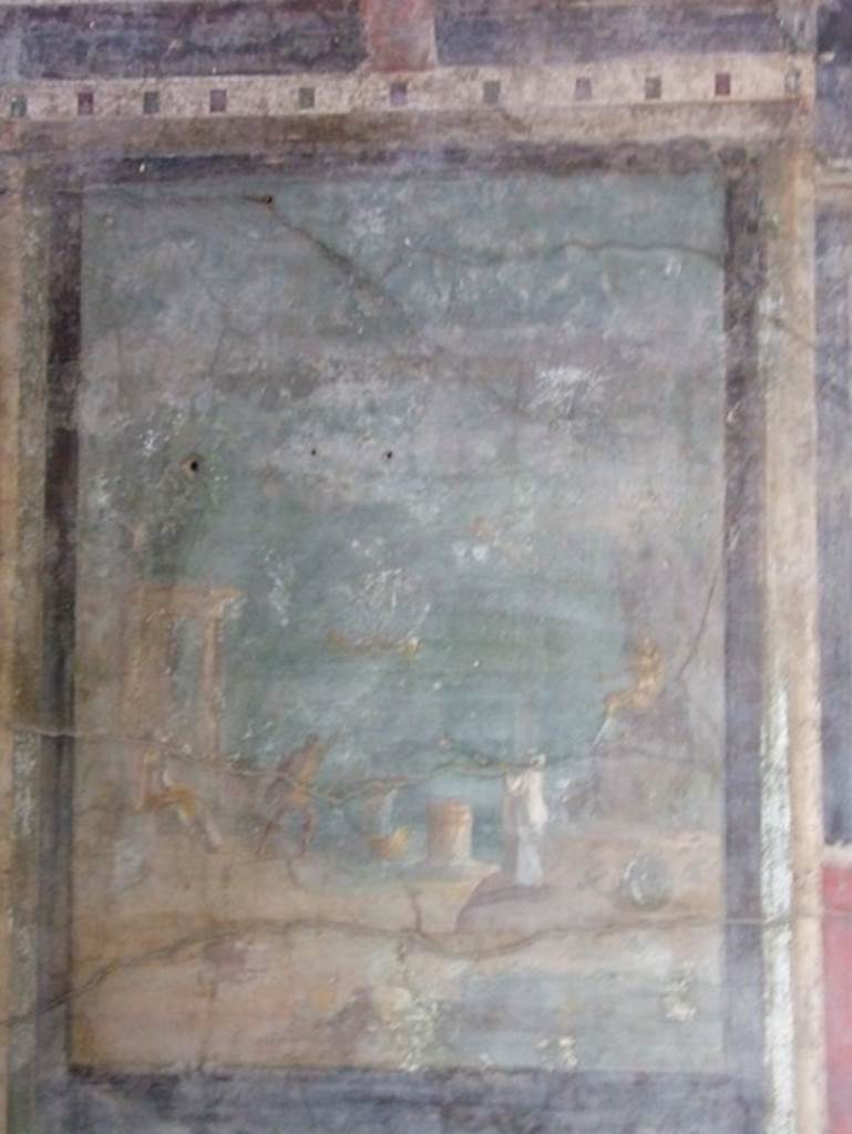 I.9.5 Pompeii. March 2009. Room 10.  Triclinium.  East wall.  Painting of Daedalus and Icarus.  See Bragantini, de Vos, Badoni, 1981. Pitture e Pavimenti di Pompei, Parte 1. Rome: ICCD.  (p.98).
