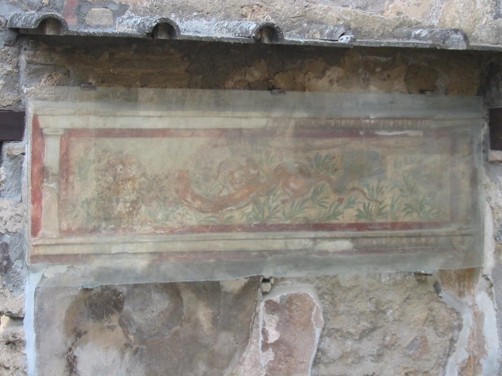 I.11.11 Pompeii. May 2003. North wall with lararium. Photo courtesy of Nicolas Monteix.