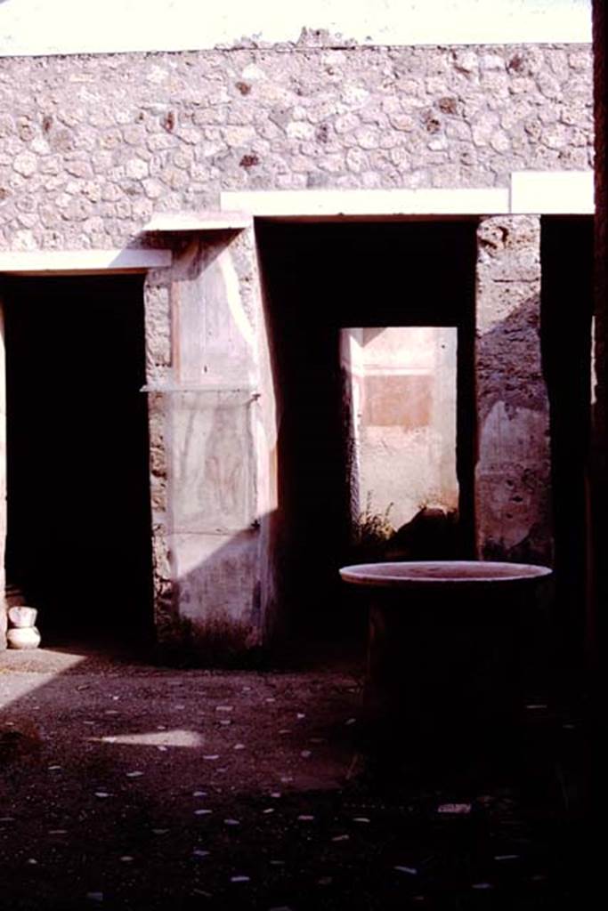 I.12.3 Pompeii. 1964. Room 1, looking south towards portrait of dog on pillar.   Photo by Stanley A. Jashemski.
Source: The Wilhelmina and Stanley A. Jashemski archive in the University of Maryland Library, Special Collections (See collection page) and made available under the Creative Commons Attribution-Non Commercial License v.4. See Licence and use details.
J64f0918
