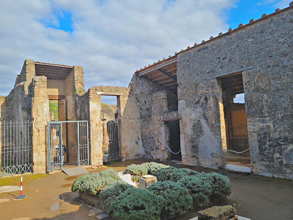 II.2.2 Pompeii. March 2024. Looking north-east across atrium, with doorway to room “c” on right. Photo courtesy of Giuseppe Ciaramella.