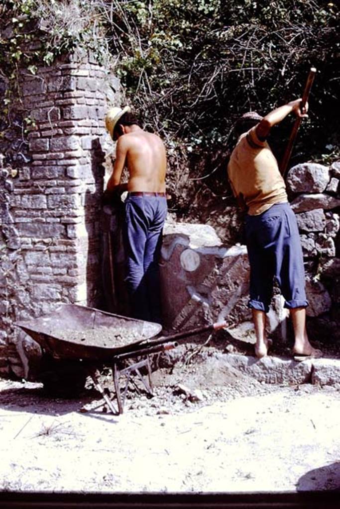 II.5 Pompeii. 1972. Entrance doorway, during excavation, exploration and consolidation.  Photo by Stanley A. Jashemski. 
Source: The Wilhelmina and Stanley A. Jashemski archive in the University of Maryland Library, Special Collections (See collection page) and made available under the Creative Commons Attribution-Non Commercial License v.4. See Licence and use details. J72f0532
