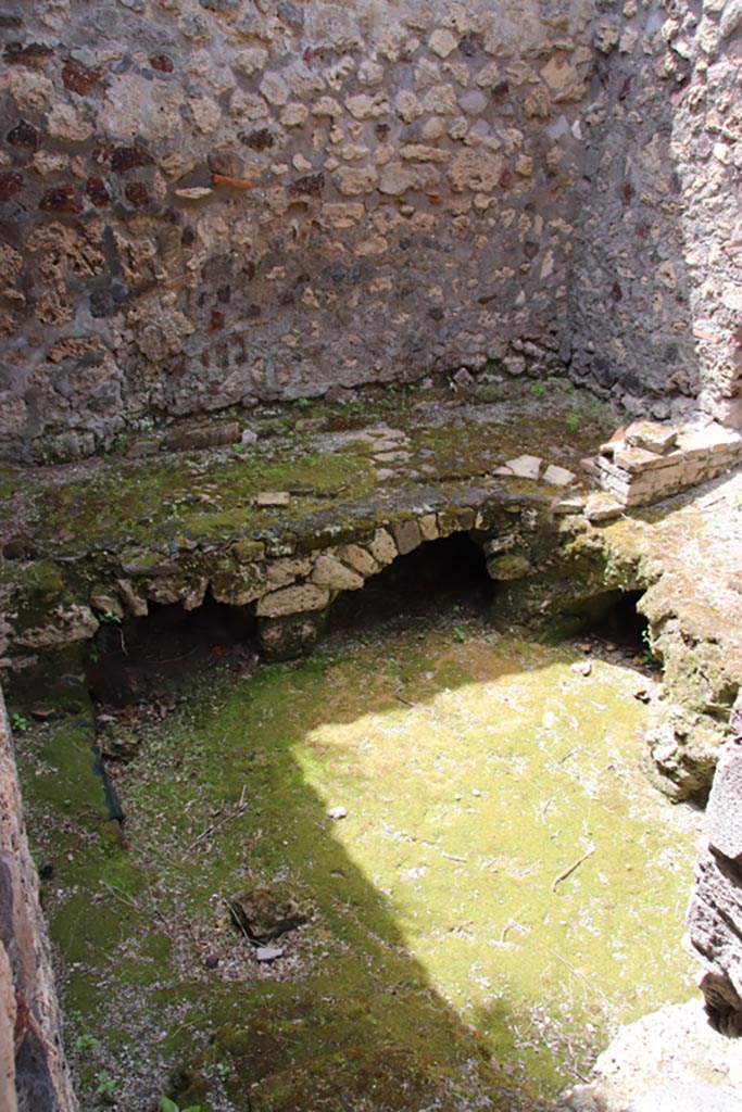 V.1.7 Pompeii. May 2024. 
Room “l” (L), looking west across flooring at base of south wall, from doorway. Photo courtesy of Klaus Heese.
