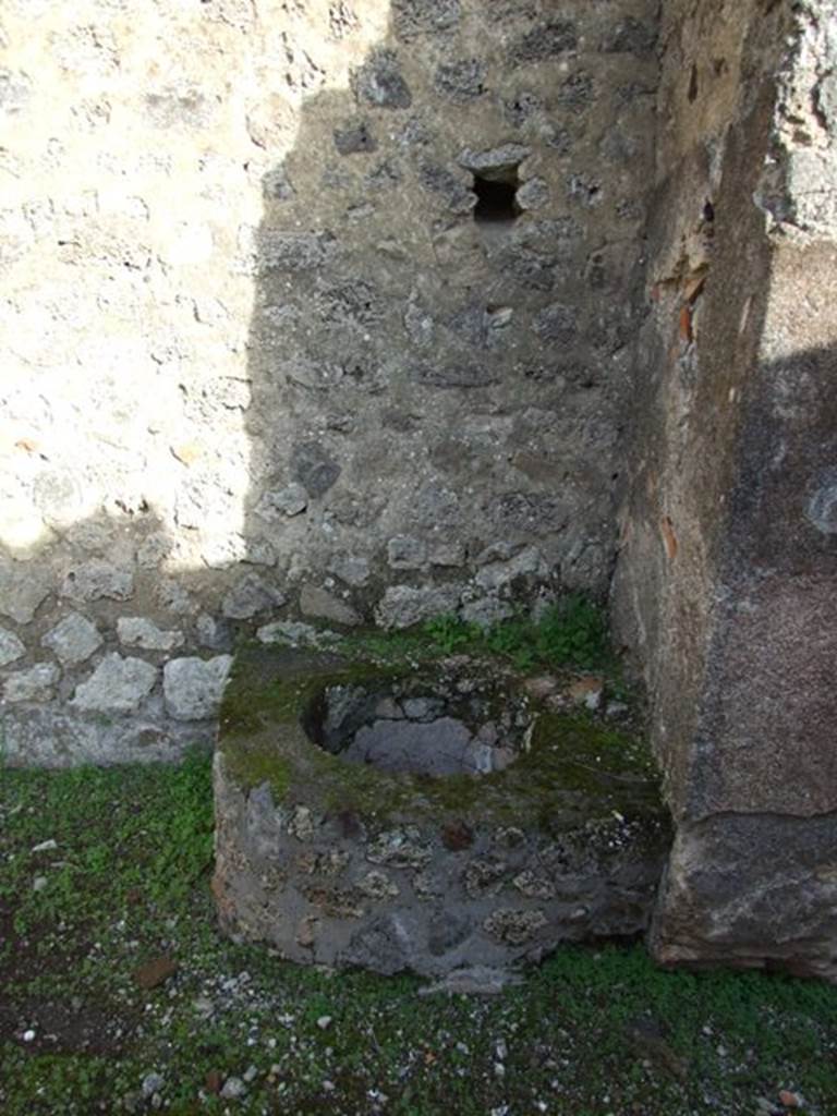 V.2.7 Pompeii. December 2007. Room 10, vat, basin or cistern mouth in south-east corner.