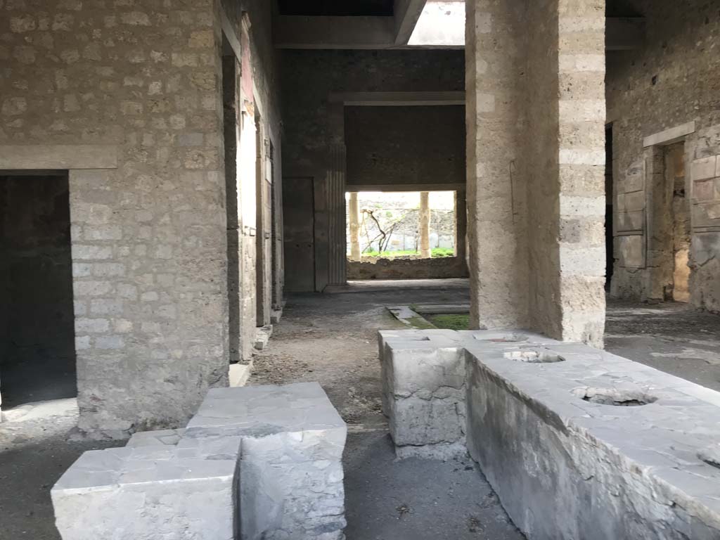VI.2.5 Pompeii. April 2019. Looking east across counters towards atrium of VI.2.4.
Photo courtesy of Rick Bauer.
