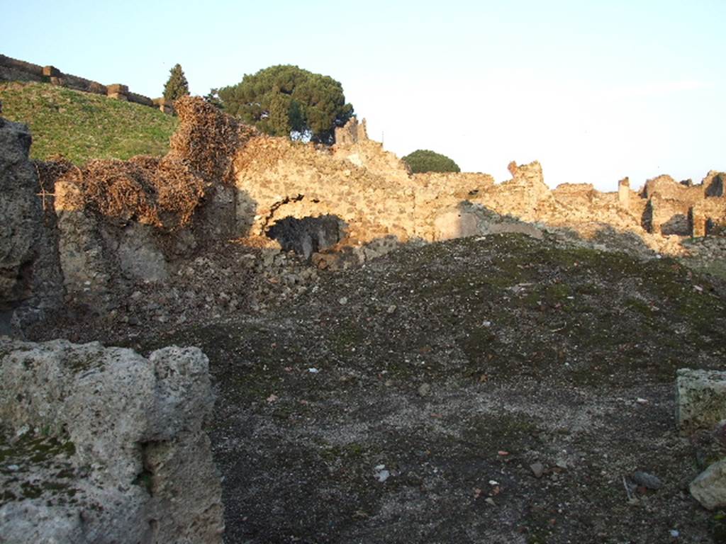 VI.9.1 Pompeii. December 2006. Looking east across rooms on north side of atrium.