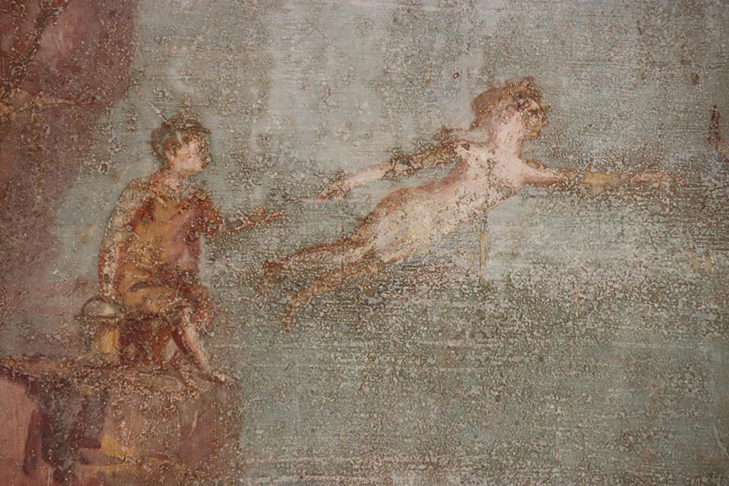 VI.15.1 Pompeii. October 2024. South wall, detail from painting. Photo courtesy of Klaus Heese.