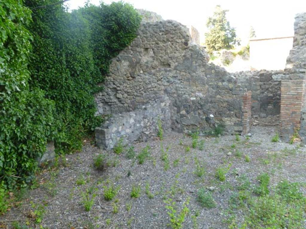VI.17.1 Pompeii. May 2011. North-east corner, with doorway to small room, latrine or corridor, near east wall.