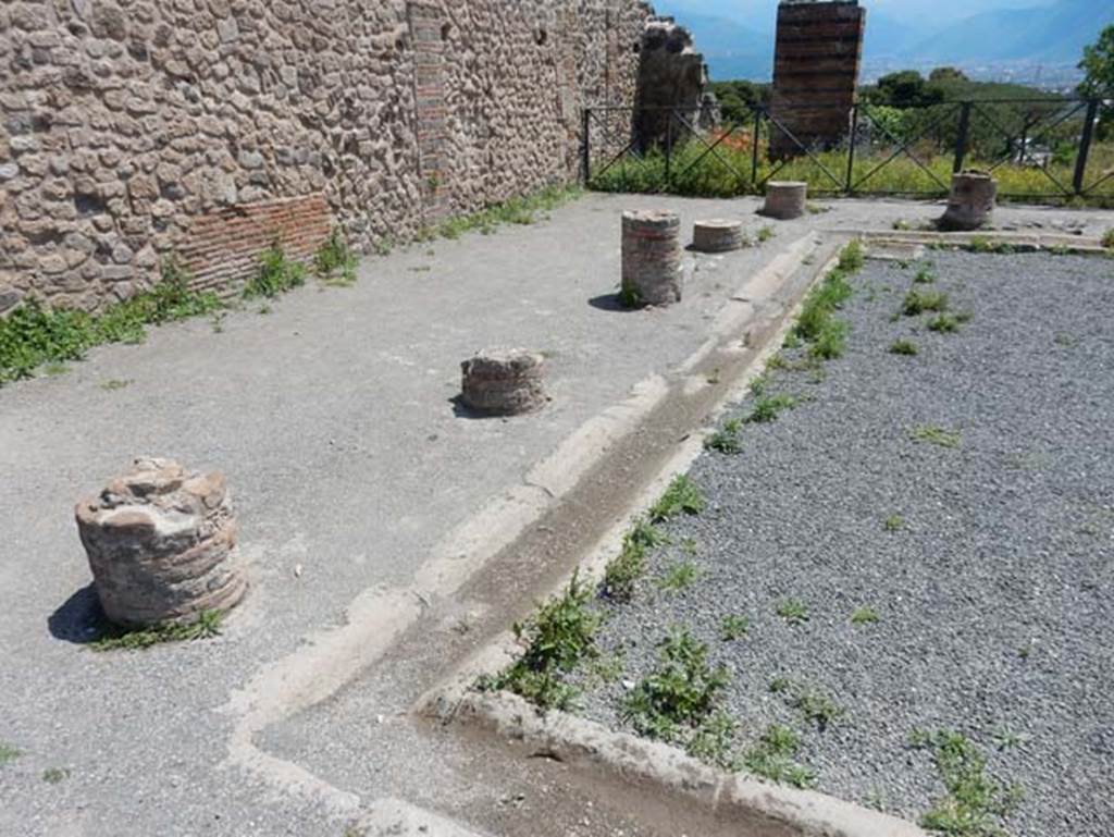 VIII.2.3 Pompeii. May 2018. Looking south across east portico of peristyle garden. Photo courtesy of Buzz Ferebee.