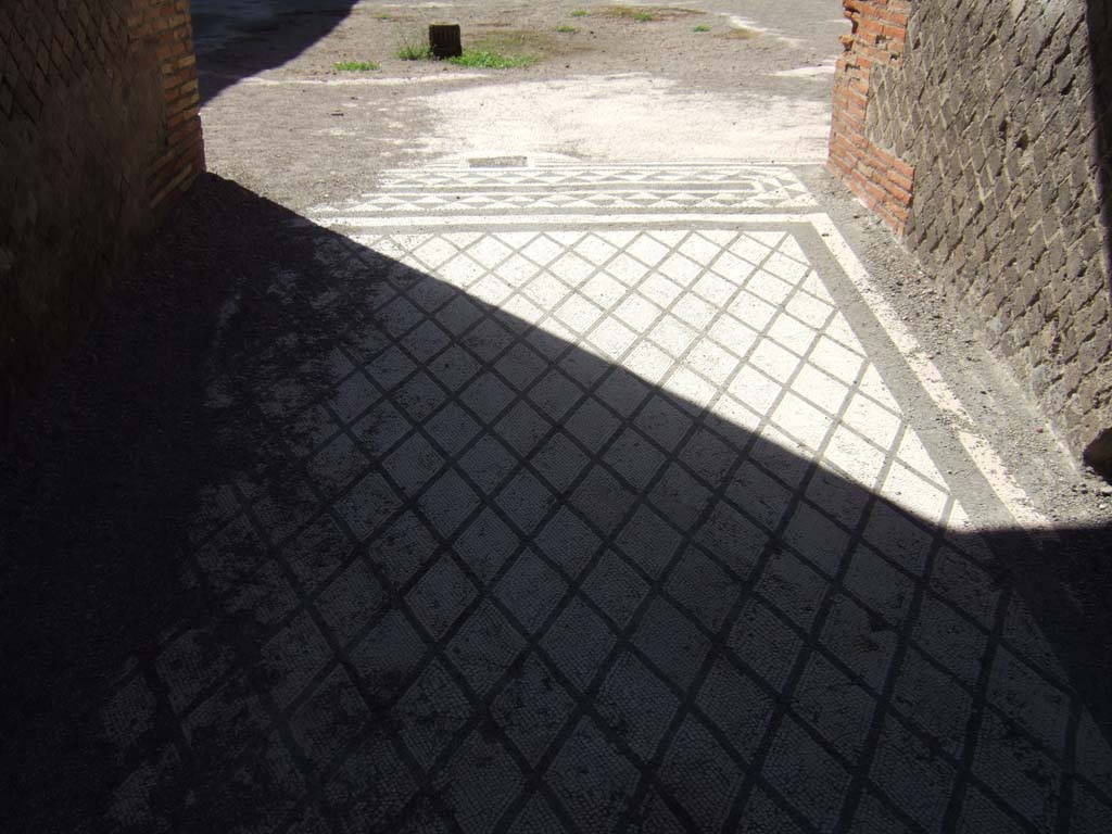VIII.2.16 Pompeii. September 2005. Mosaic floor in fauces, looking west.