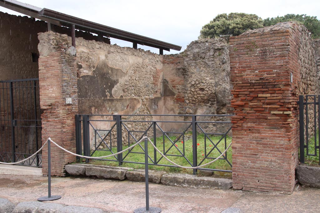 VIII.3.7 Pompeii. May 2024. Looking towards entrance doorway of shop, and east wall. Photo courtesy of Klaus Heese.

