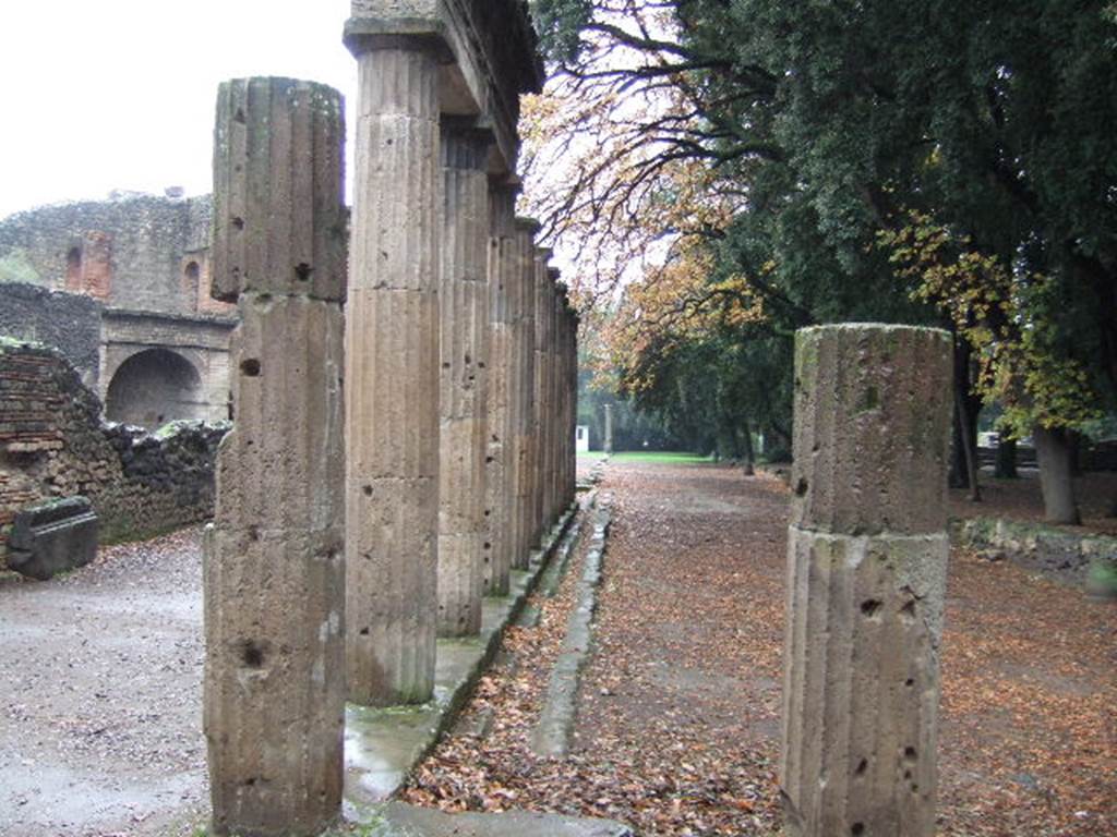 VIII.7.30 Pompeii. December 2005. Triangular Forum looking south along inner east side.