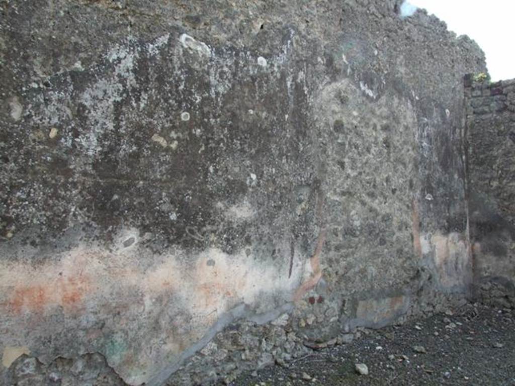 IX.2.17 Pompeii. March 2009. Room 1, south wall of atrium painted with a high red zoccolo, and a white middle zone to the wall.
