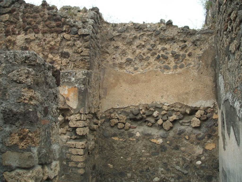 IX.2.21 Pompeii. May 2005. Room 14, remains of plaster on north wall.