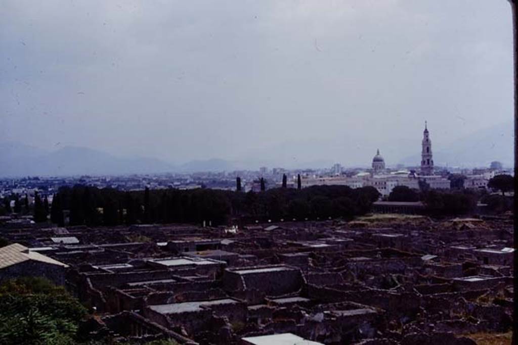 Looking south-east, Pompeii. 1973. View from the Casina dell’Aquila. Photo by Stanley A. Jashemski. 
Source: The Wilhelmina and Stanley A. Jashemski archive in the University of Maryland Library, Special Collections (See collection page) and made available under the Creative Commons Attribution-Non Commercial License v.4. See Licence and use details. J73f0237
