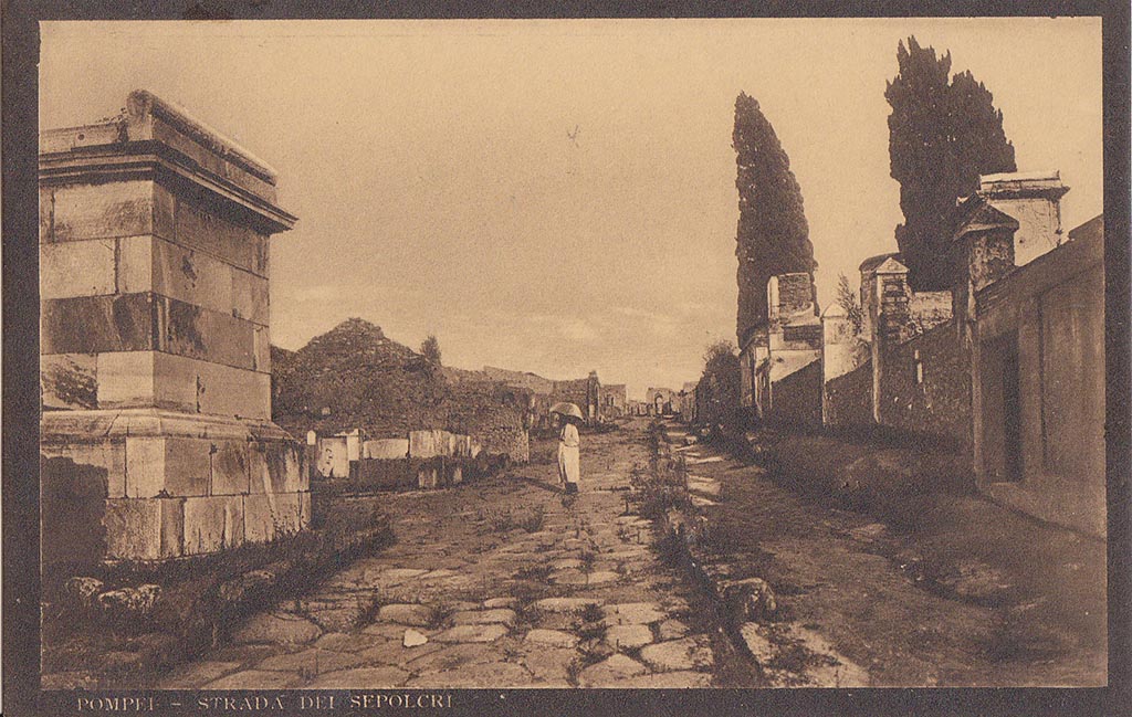 Via dei Sepolcri. Old postcard by Beccarini. Looking south from HGW23 to junction with Via Superior. Photo courtesy of Drew Baker.