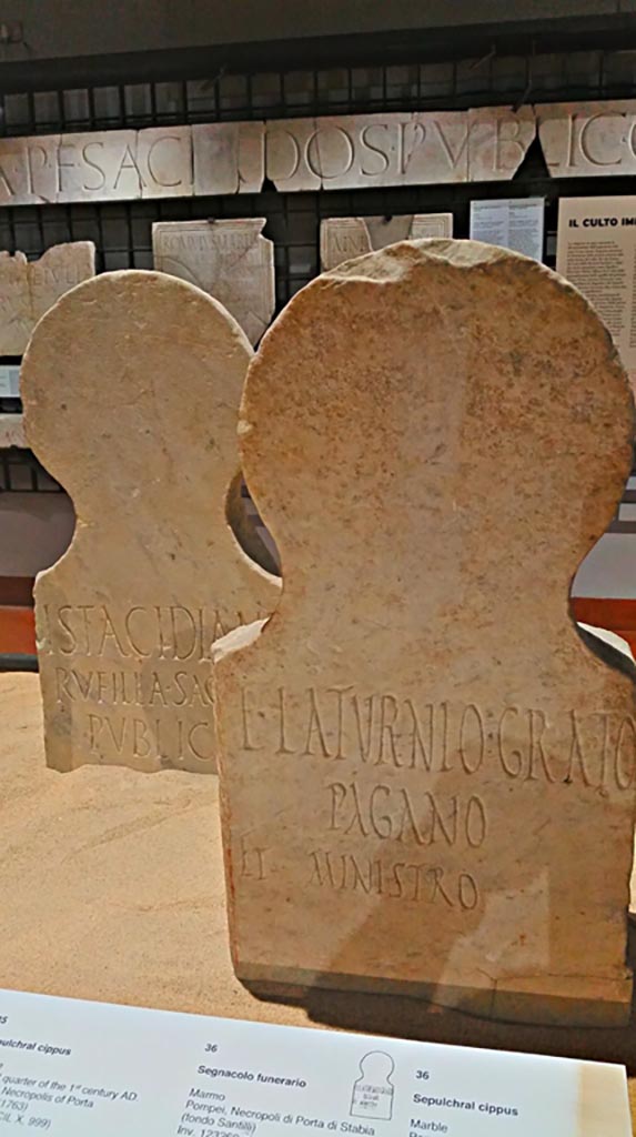 Fondo Santilli. Marble columella of Lucio Laturnio Grato.
Found in the area between wall and tomb, 0,97m high, 0.32m wide. Elongated letters, written carelessly:
