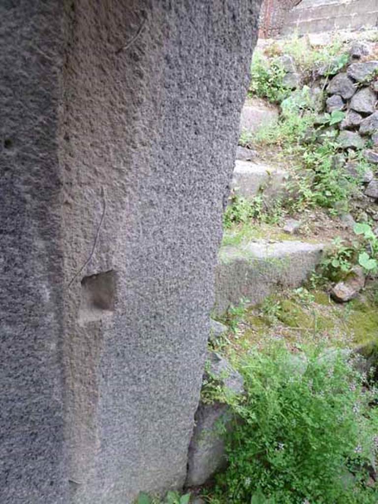 Pompeii Porta Nocera Tomb 11OS. May 2010.
Door surround on east side of doorway. 
