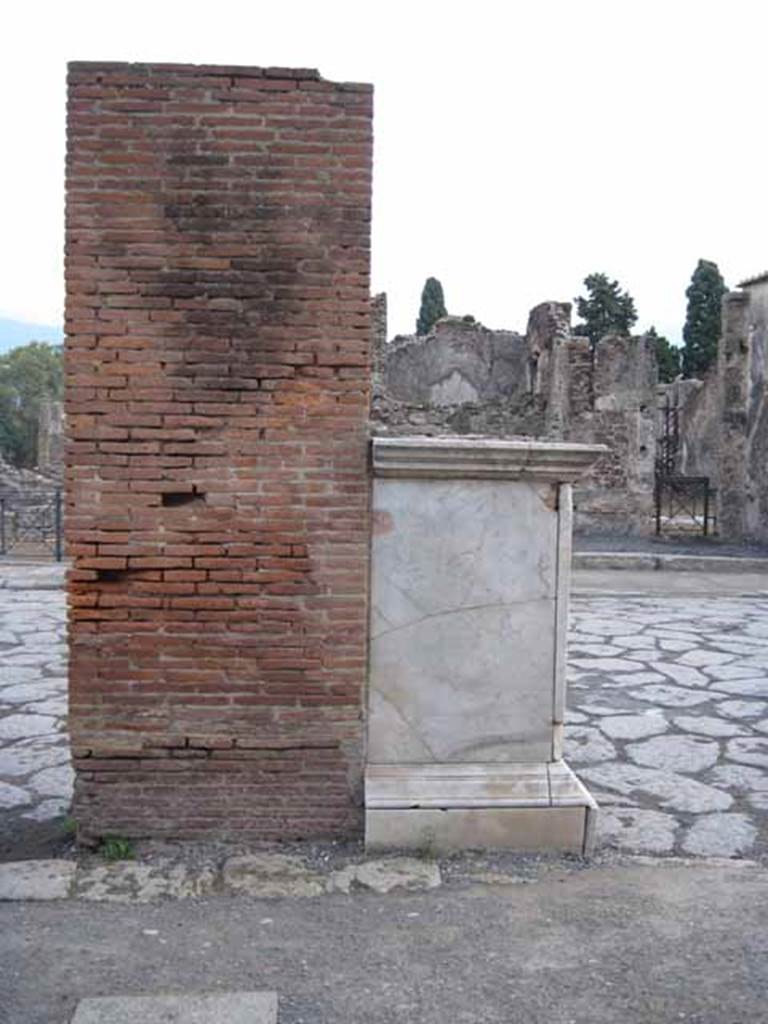 Arch of Marcus Holconius Rufus. September 2010. North-west pillar, north side. Photo courtesy of Drew Baker.
