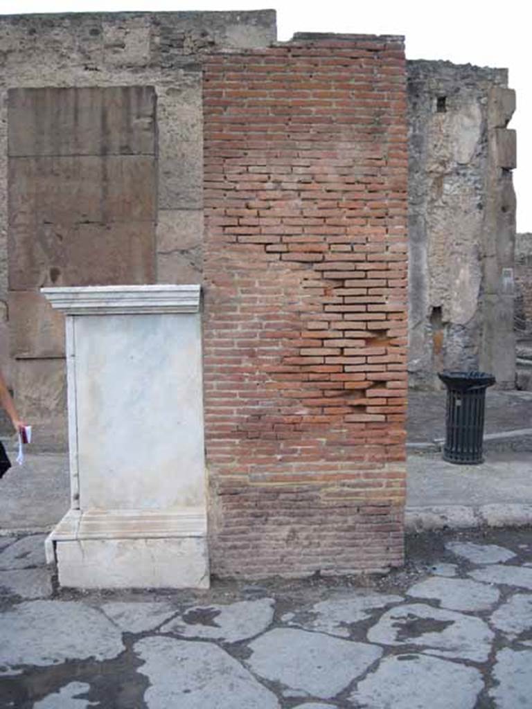 Arch of Marcus Holconius Rufus. September 2010. North-west pillar, south side. Photo courtesy of Drew Baker.