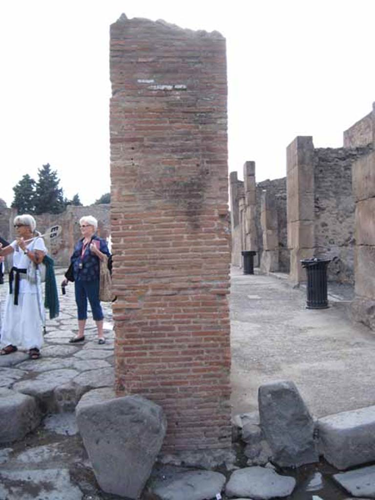 Arch of Marcus Holconius Rufus. September 2010. North-east pillar, east side. Photo courtesy of Drew Baker.